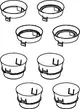 Zwei Arten von Drosselsets mit verschiedenen Formen und Größen, die von TECE für Spülkästen entworfen wurden. Zeigen sowohl runde als auch bauchige Designs.